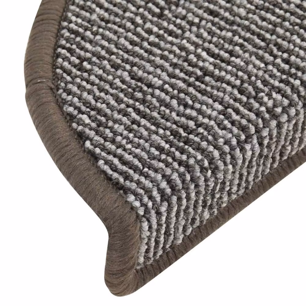 Berkfield Home Self-Adhesive Carpet Stair Treads, 15 Pieces, Grey, W: 56 cm, D: 17 cm, H: 3 cm – 4