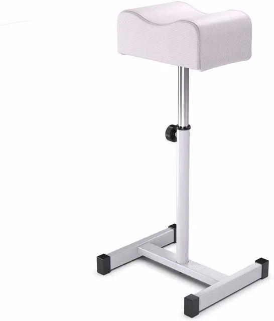 FORGEVIO Adjustable Height Soft Pad Foot Stool in White with Metal Frame