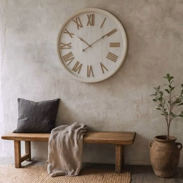 Wyld Haus White Vintage Round Analog Wall Clock