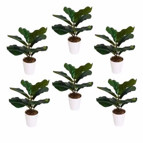 Leaf UK Pack of 6 Realistic Green Artificial Potted Foliage Plants for Tabletop – 3