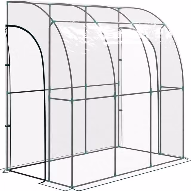 Outsunny Walk-In Lean To Pent Greenhouse with Accessories