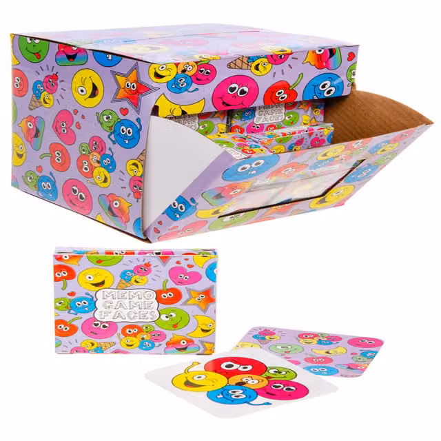 LG-Imports Pack of 12 Emotions Faces Mini Memory Matching Card Games, 28 Cards per Pack, White and Multicolour