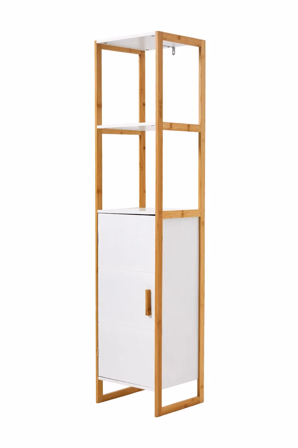H&O Direct Modern White 4-Tier Freestanding Bathroom Storage Cabinet with Single Hinged Door and Internal Shelves – 2