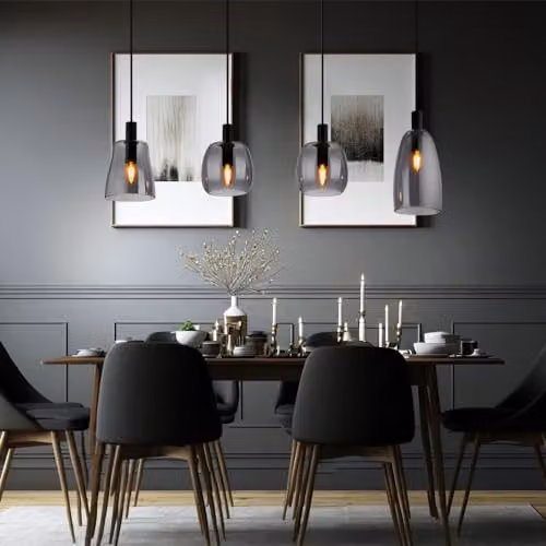 Globo Lighting Bar Pendant Ceiling Light in Black with Transparent Glass Shades, 4x E14, H 120 cm x W 16 cm – 4