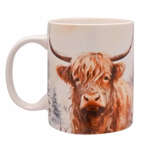 Widdop and Co Highland Cow Bone China Mug in White – 2