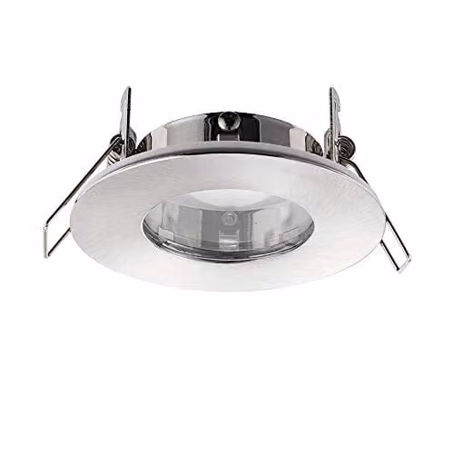 Netlighting Speculo LED Recessed Bathroom Downlight with Grey Glass Plate and Brushed Chrome Finish, IP65 Fire Rated, GU10