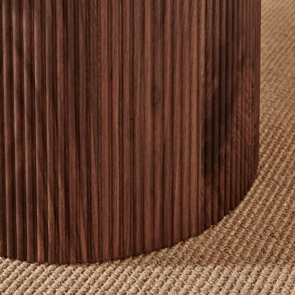 FurnitureboxUK Penrose Round Walnut and Cream Marble Effect Coffee Table – 2