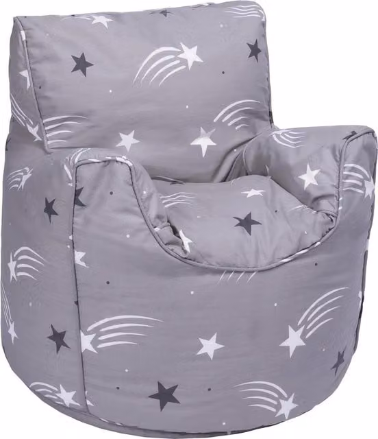 Ready Steady Bed Kids Shooting Stars Printed Bean Bag Armchair in Grey