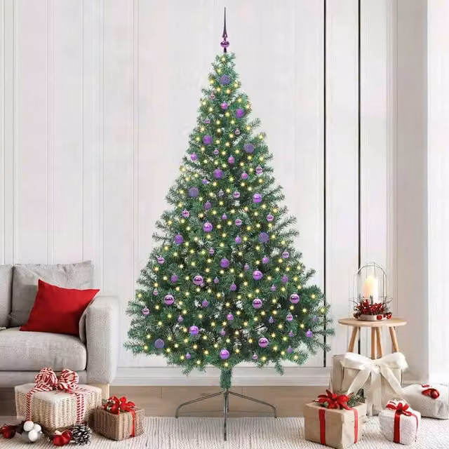 Berkfield Home Pre-lit Artificial Christmas Tree in Green, Height: 240 cm