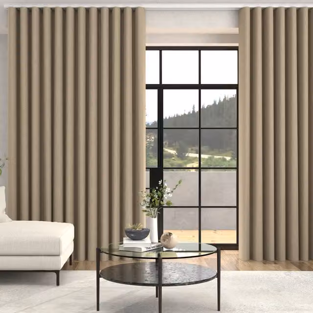 Terrys Fae Textured Plain Made To Measure Blackout Eyelet Curtains in Beige