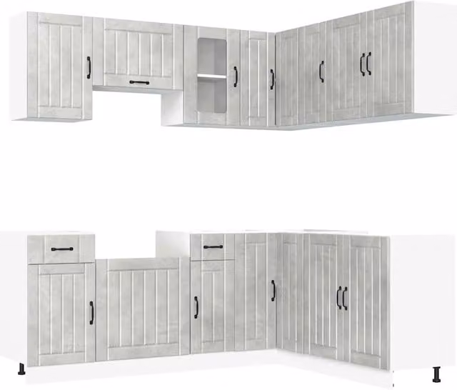 Berkfield Home Kalmar 11 Piece Modern Kitchen Cabinet Set in Concrete Grey Engineered Wood
