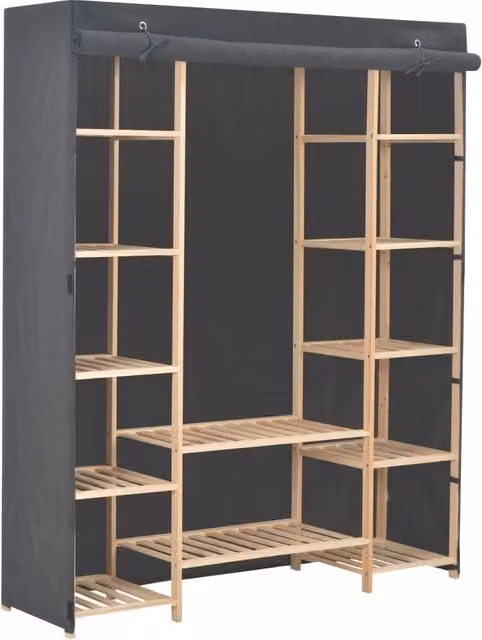 Berkfield Home Grey Fabric Roll Shutter Wardrobe W/D/H: 135 x 40 x 170 cm – 1