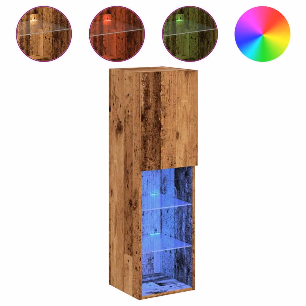Berkfield Home TV Cabinet with LED Lights in Old Wood Brown, W/D/H: 30.5 x 30 x 102 cm – 2