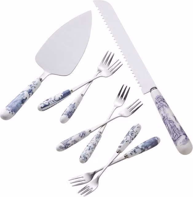 Aynsley Archive Blue Multicolour Bone China Pastry Set