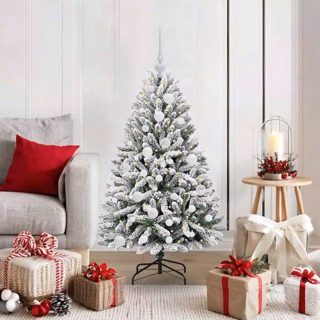Berkfield Home Artificial Christmas Tree in Green and White, Height: 120 cm