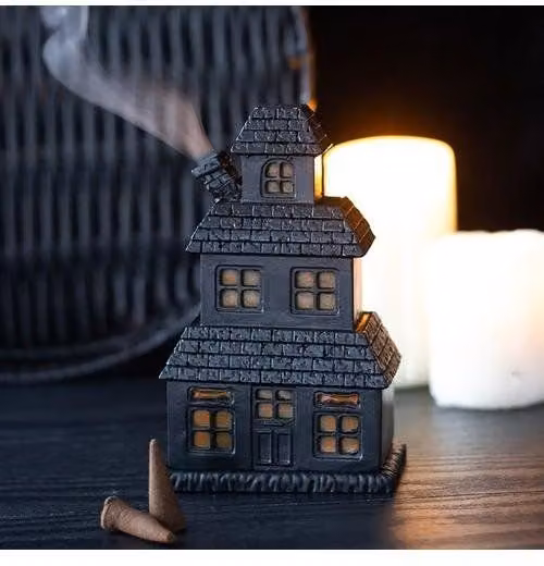 KDMD Black Haunted House Plastic Incense Cone Holder for Halloween Parties