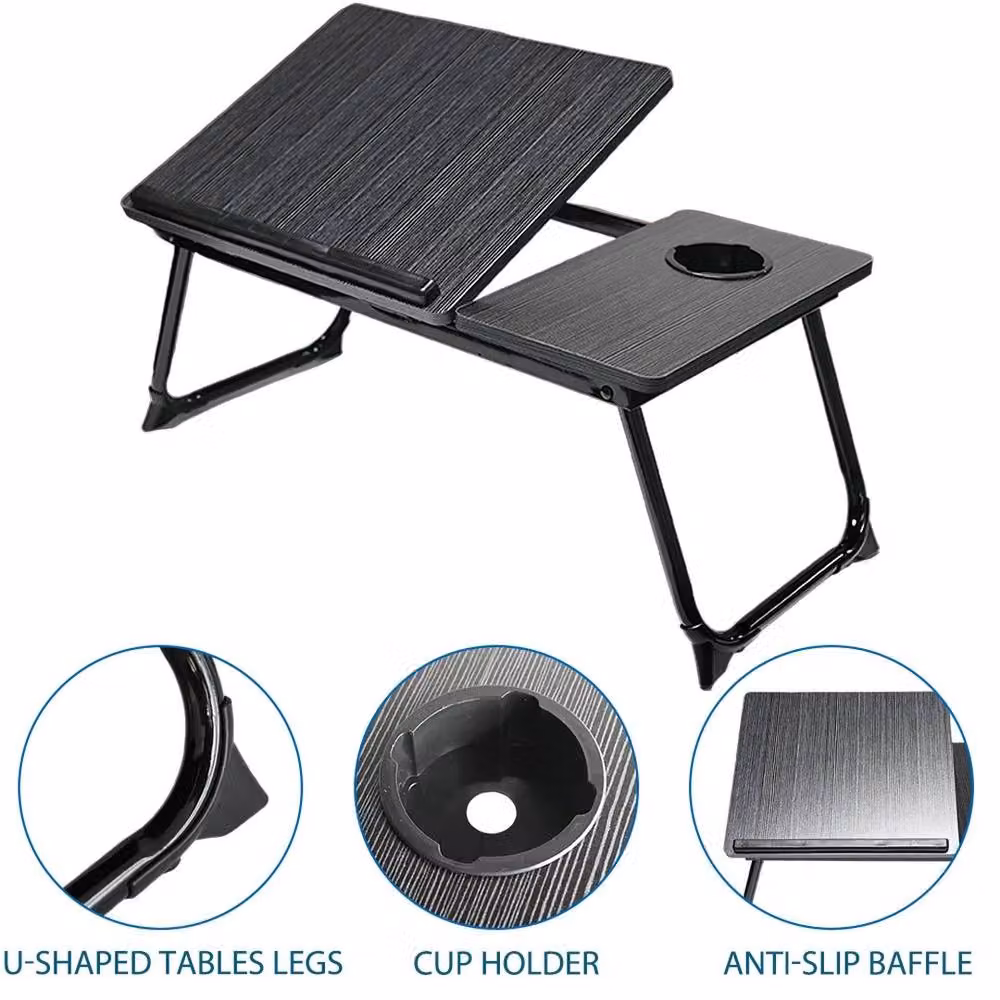 EONLION Folding Laptop Table and Bed Tray Computer Desk in Black, 100 cm – 4