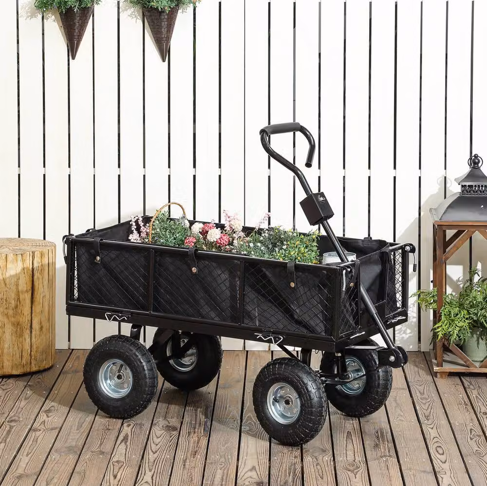 STILVORA Garden Trolley with Removable Sides, 114L, Black – 2