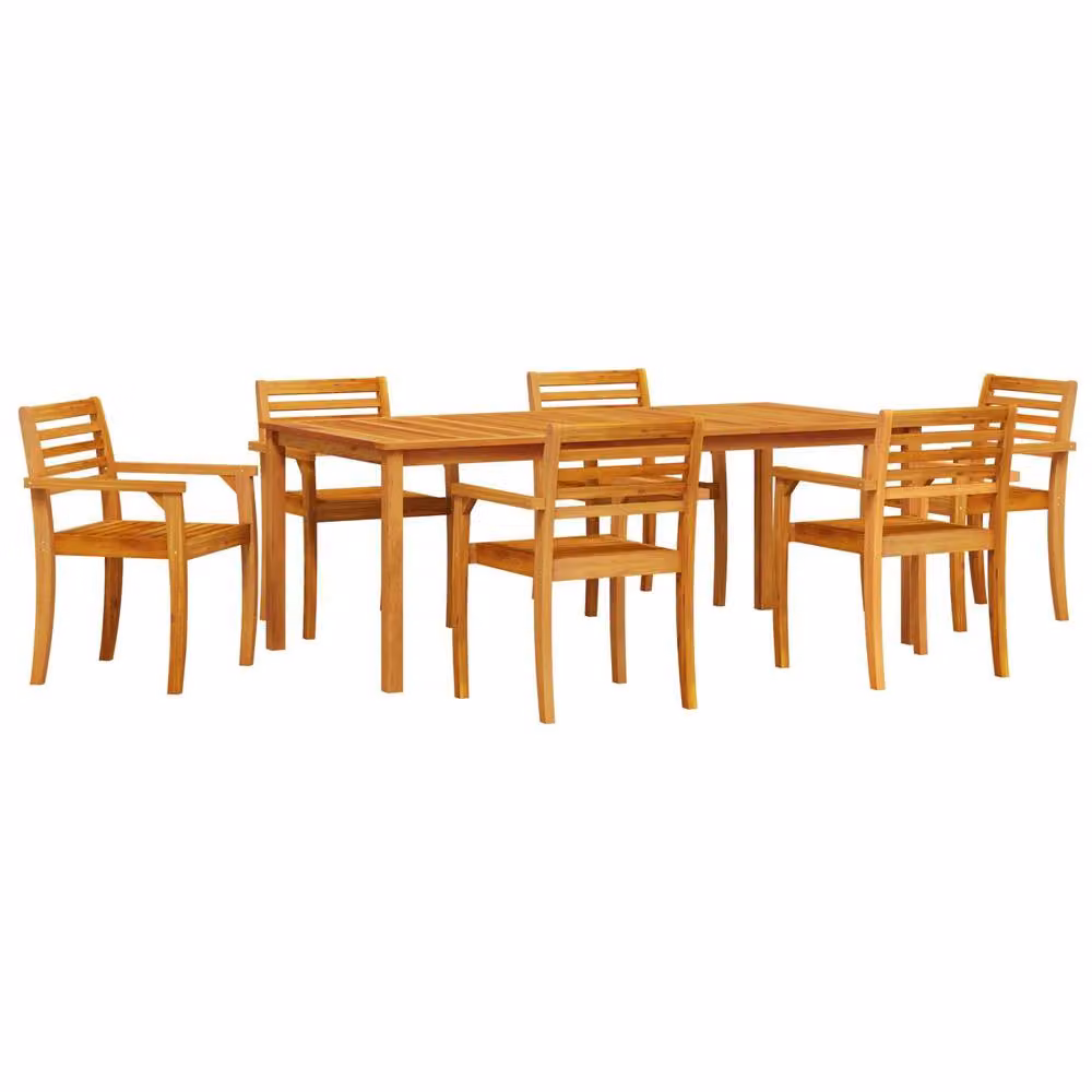 Berkfield Home 9-Piece Rustic Acacia Wood Garden Dining Set in Brown – 2