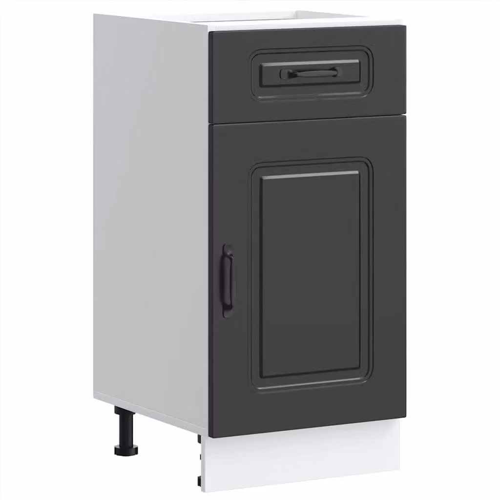 Berkfield Home Kalmar Modern Black Kitchen Base Cabinet with Hinged Doors and Internal Shelves – 1