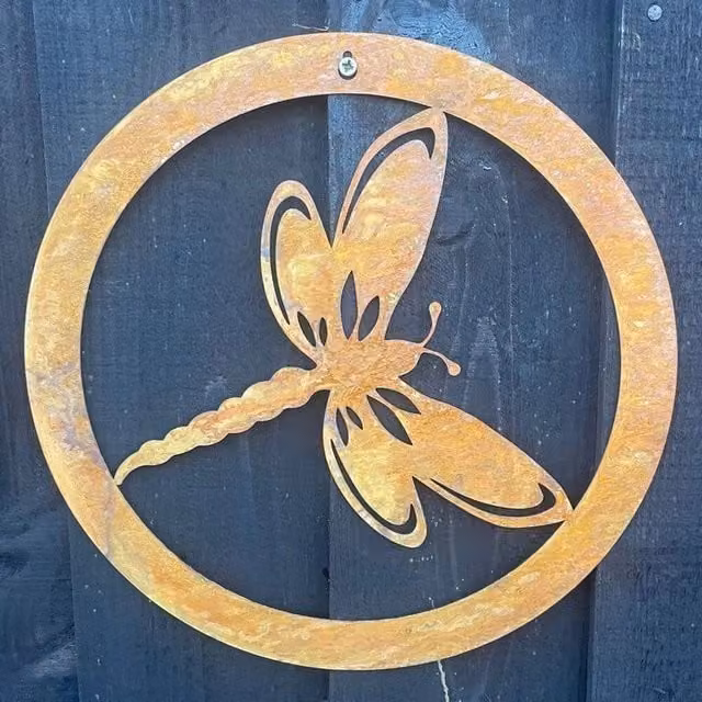 Poppyforge Dragonfly in a Circle Metal Wall Art, Bronze, Height: 49.5 cm