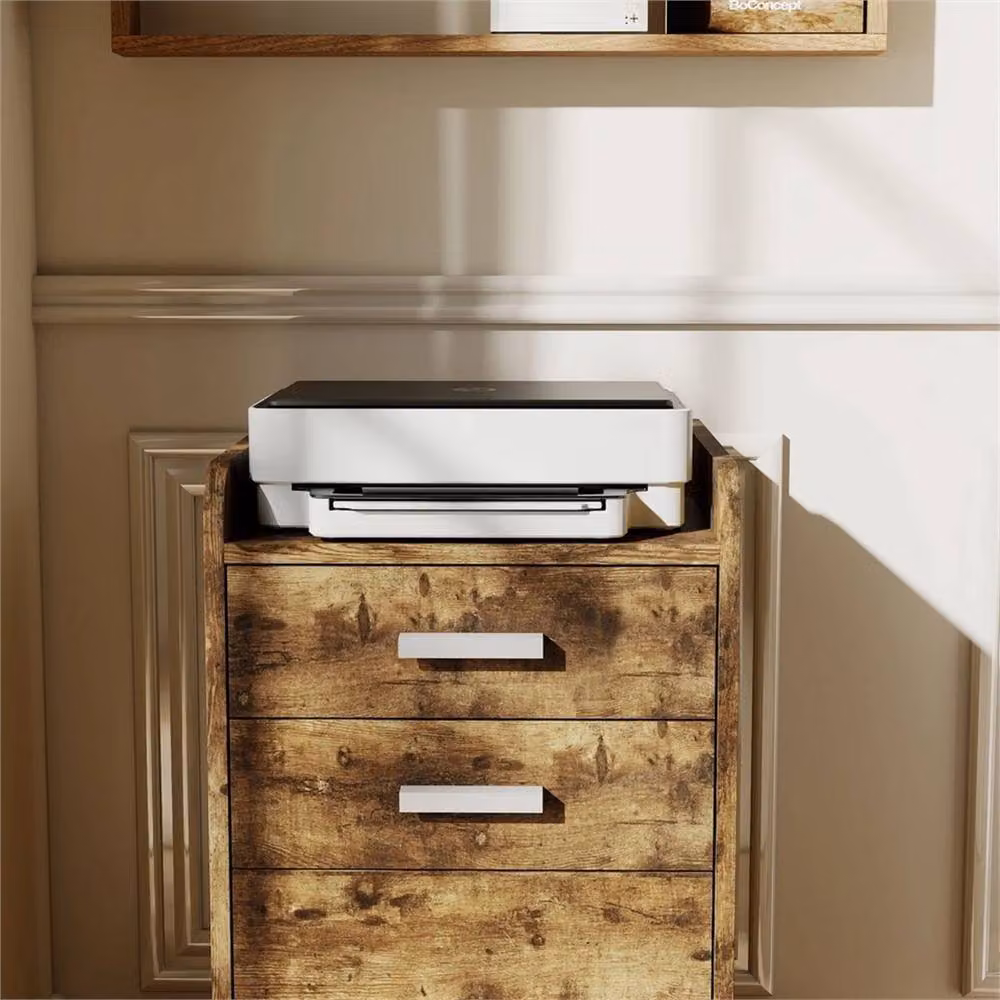 Nordara Mobile Filing Cabinet with 3 Drawers in Dark Brown, W: 50 cm, H: 70 cm, D: 40 cm – 4