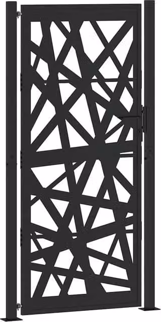 Berkfield Home Black Steel Garden Gate, W: 105 cm, H: 205 cm