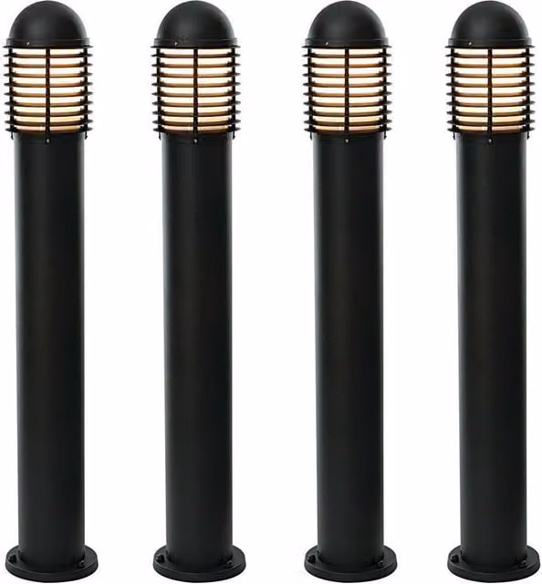 Loops 4 Pack Matt Black Outdoor IP44 Bollard Lights for Garden and Terrace – 1