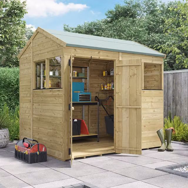 BillyOh Rustic Brown Wooden Apex Shed with Window and Tongue and Groove Construction