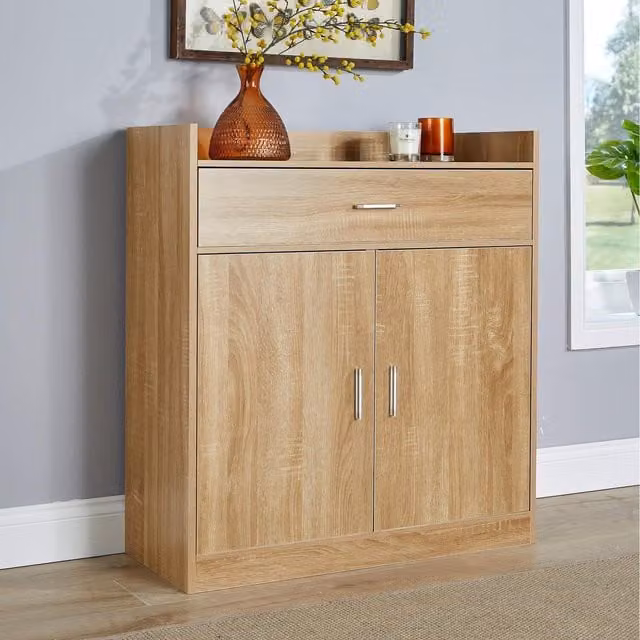 Home Source Novara 2 Door Shoe Storage Cabinet in Brown