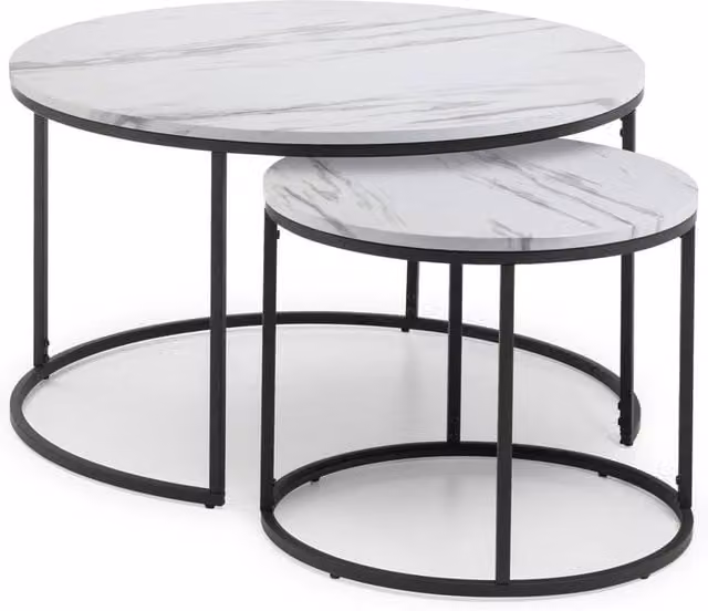 Cheshire Braemar Round Nesting Coffee Table with White Marble Tops
