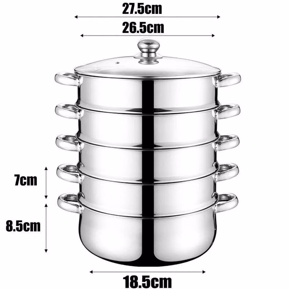 FLAVORA 5 Layer Stainless Steel Cooker Steamer Pot in Silver – 2