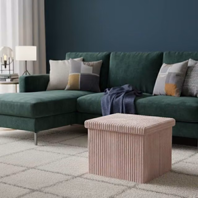 Snug City Pink Corduroy Square Storage Box with Lid, Small