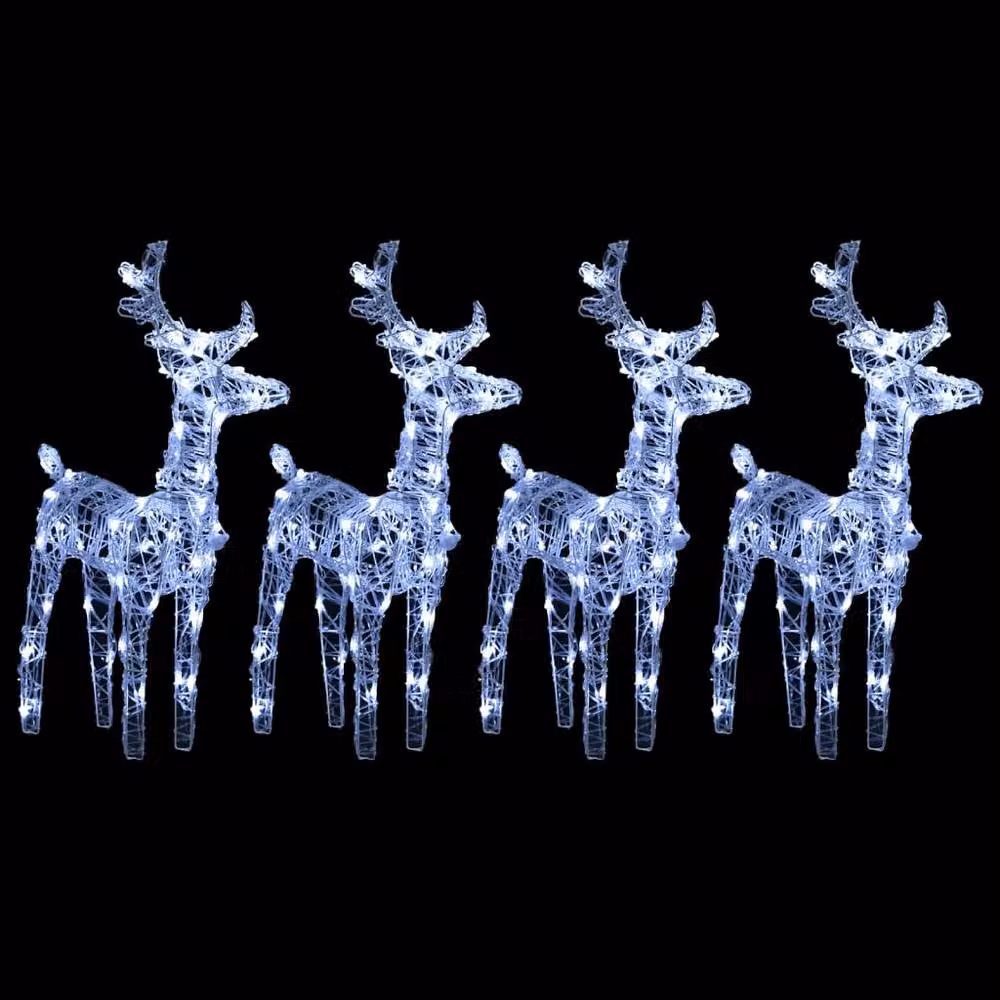 Berkfield Home Christmas Reindeer LED Decorations, 4 Piece Set in Cool White Acrylic – 2