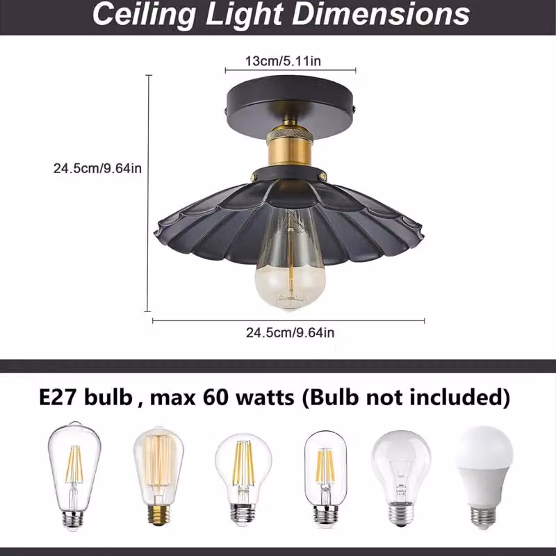 Garwarm Industrial Aluminium Flush Mount Ceiling Light, Pack of 2, Black – 4