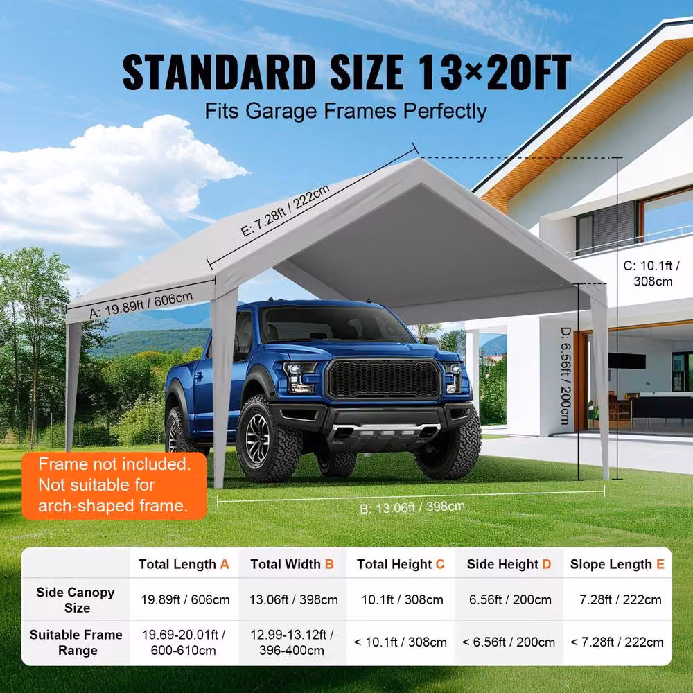 VEVOR Heavy-Duty Carport Canopy Cover, Grey – 4