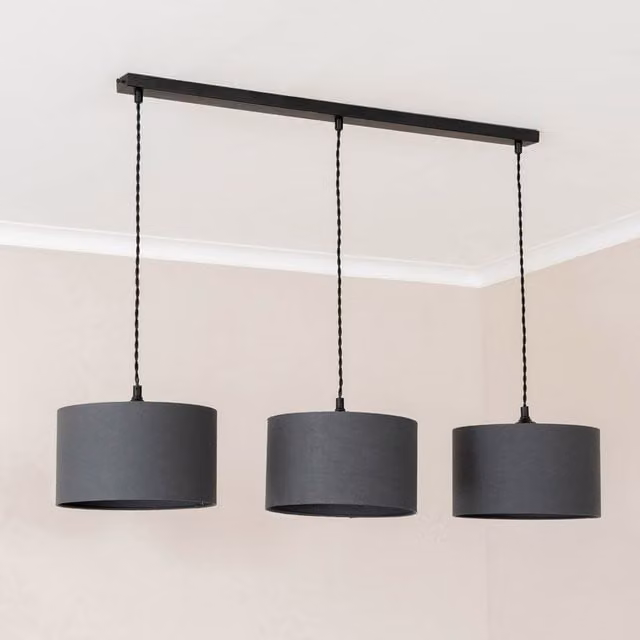 ValueLights Reni 3 Drop Bar Ceiling Pendant Light in Black and Grey