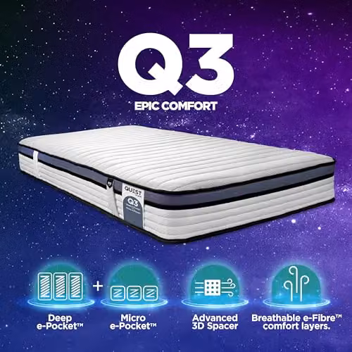 Jay-Be Quest Q3 Hybrid e-Pocket Childrens Mattress, White, W/D/H: 90 x 190 x 18 cm – 2