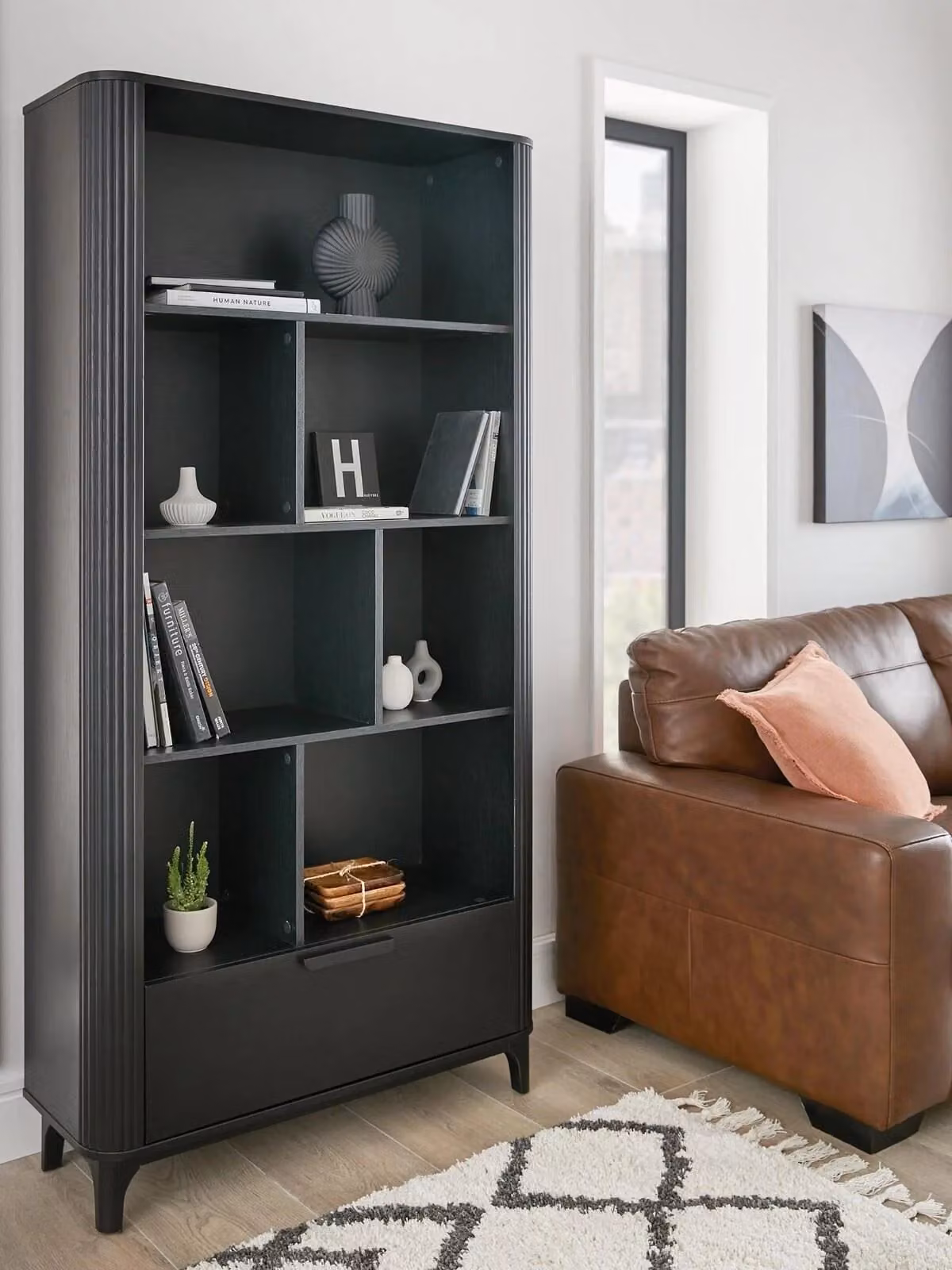 Very Home Carina Black Modern Bookcase H 190 x W 90 x D 32 cm