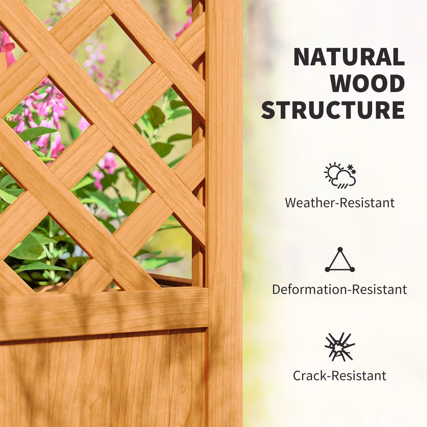 Outsunny Brown Wooden Raised Garden Bed with Trellis and Liner for Climbing Plants, H 145 x W 83 x D 36 cm – 5