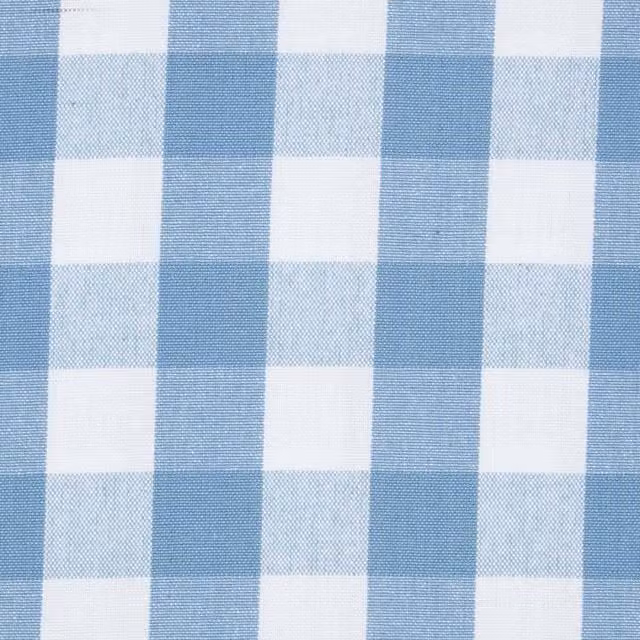 Homescapes Blue Cotton Block Check Gingham Fabric for Adults