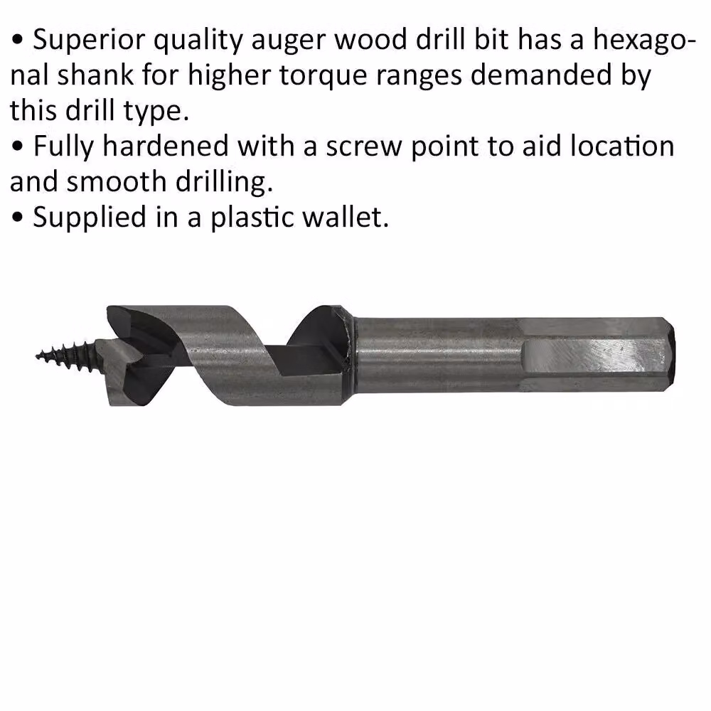 Loops Silver Hardened Auger Wood Drill Bit with Hexagonal Shank, 16 x 100mm – 2