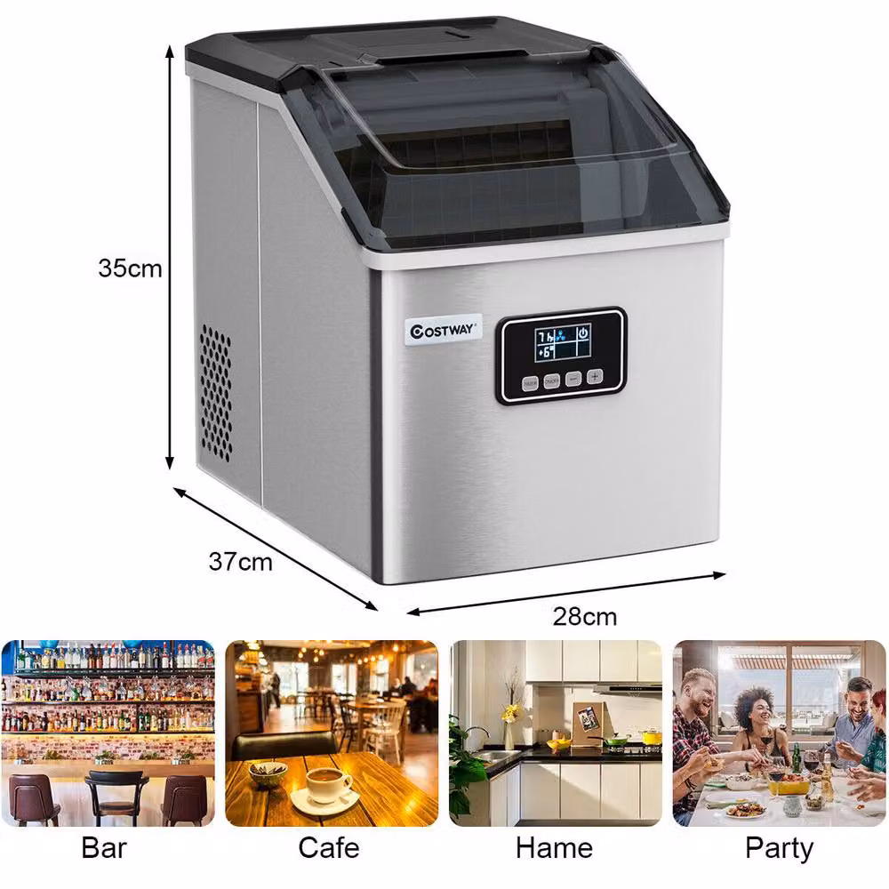 Costway Portable Countertop Ice Maker with Digital LCD Display, Silver – 5