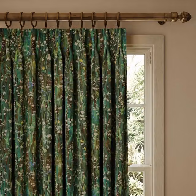 House of Hackney Viridis Floral Cotton Linen Fabric Panel Curtain in Green