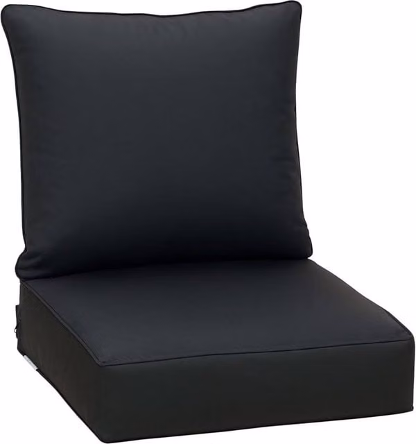 Kelvenix Modern Rectangular Outdoor Seat and Back Cushion Set in Black, W: 190 cm x H: 100 cm