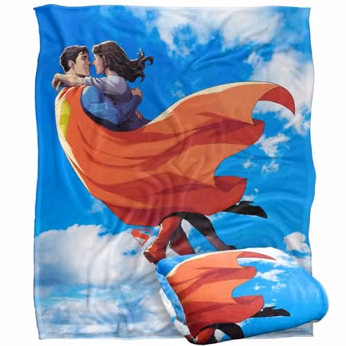 LOGOVISION Superman 2025 Lois Embrace Clouds Super Soft Silky Touch Throw Blanket, White, W/D/H: 152 x 127 cm