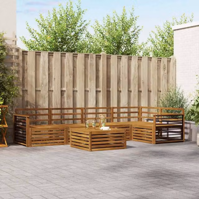 Berkfield Home 6 Piece Outdoor Sofa Set in Brown Wood