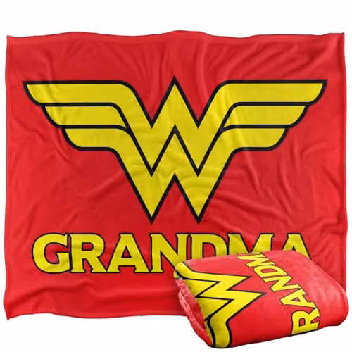 LOGOVISION Wonder Woman Wonder Grandma Super Soft Silky Touch Fleece Throw Blanket, Multicolour, W: 152 cm, D: 127 cm – 1