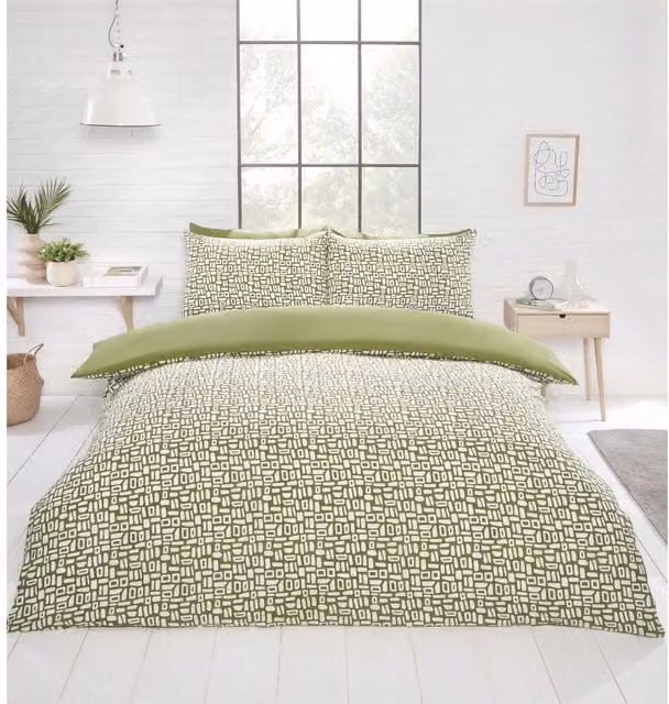 Rapport Home Pebbles Geo Duvet Cover Set, Green and Blue, 180 x 200 cm