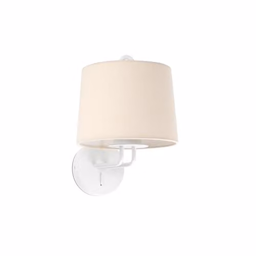 Netlighting Montreal Wall Light with White Metal Base and Beige Fabric Shade E27